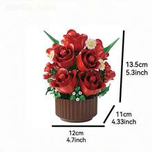 Micro Particle Building Block Potted Flower, DIY Rose Sunflower Bouquet Model, Desktop Home Decor, Valentine Birthday Gift For Adults - Potted Plant - View 10