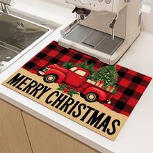 (Hot !!) 1pc 2D Printed Christmas Truck Design, Flat Stove Protector Mat, Rubber Non-Slip Heat-Resistant Stove Cover Pad, Suitable For Induction Cooktop, Glass Stove, Multi-Function Scratch-Resistant Mat, Best Choice For Oven, Washing Machine, Dryer, Kitchen Decor - Multicolor - View 3