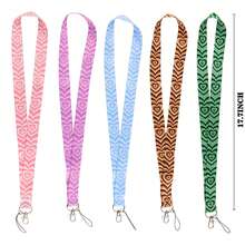 Cute Heart Pattern Lanyards, 5 Styles Retro Wavy Heart Neck Strap With Metal Clasp For ID Badge, Phone Key, School Office Supplies - Multicolor - View 8