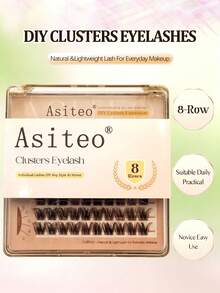 Asiteo 80片裝 D捲度摩卡棕簇裝假睫毛，自然蓬鬆柔軟纖細，3D仿貂毛假睫毛，適用日常、派對、送禮、旅行 - D - 查看 2