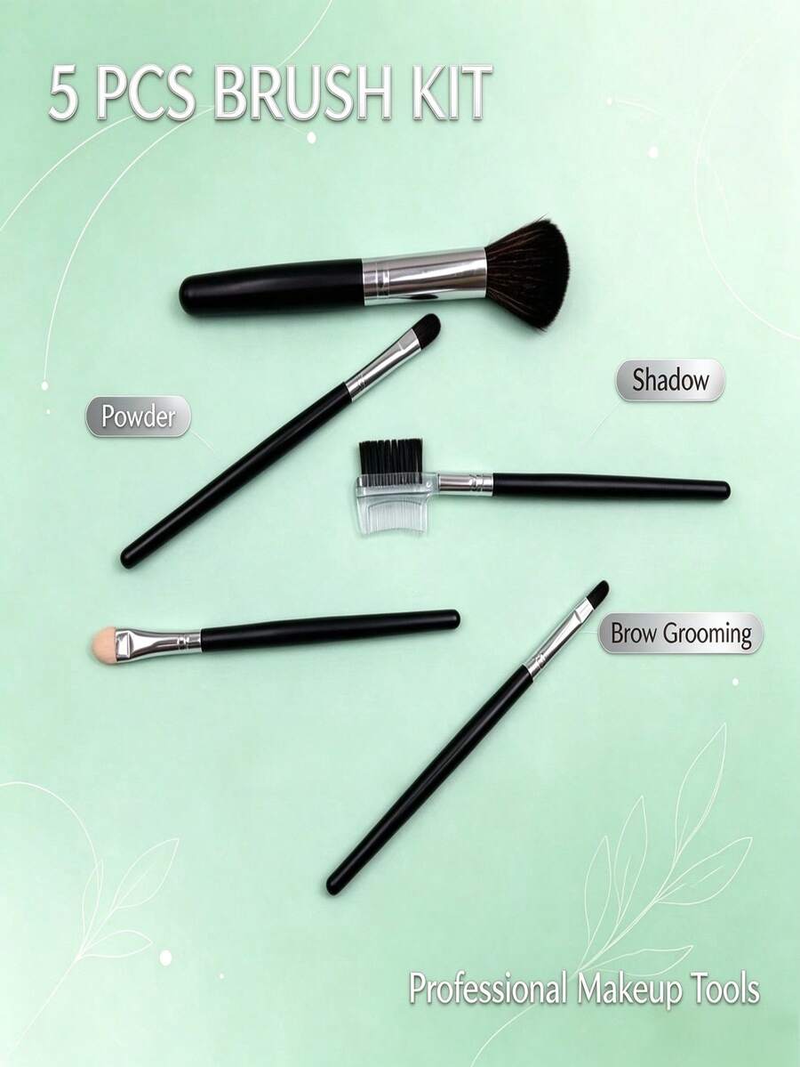 5‑Piece Versatile Makeup Brush Kit Portable Face Eye Cosmetic Tools For Daily Beginner Makeup