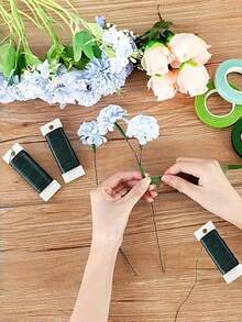 3pcs Premium Green Coated Floral Wire, Soft And Durable, Suitable For Handmade Bouquets, Floral Arrangements, Garden Plant Support And DIY Holiday Decorations [1pc] - X - View 3