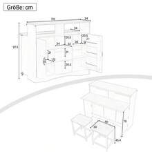 Modern Kitchen Island / Extendable Dining Table / Foldable Countertop / Ample Storage / Includes 2 Stools / Easy Assembly / Suitable For Kitchen, Dining Room, White - White - View 5