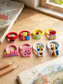 8pcs/Pack Multicolored Hair Scrunchies Set, Sweet & Cute Hair Accessories For Daily, Party, Birthday Gift - Multicolor - View 7