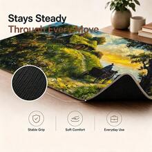 1pc Hobbit House Fantasy Landscape Desk Mat, Green Meadow Hobbit Hole Print Large Gaming Mouse Pad, Non Slip Desktop Protector For Office Game Room - View 9