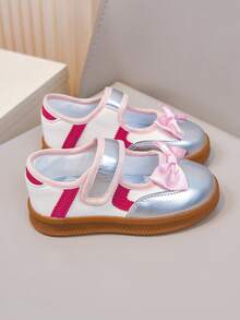Sepatu Kanvas Sol Lembut Potongan Dangkal untuk Anak Perempuan dengan Perekat Velcro, Sepatu Olahraga Kasual Anak yang Anti Selip dan Bernapas - Perak - View 2