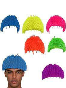 1pc Hedgehog Shaped Rubber Ball Hat, Fun Spiky Headpiece Suitable For Pranks, Parties, Holiday Costumes, Unisex Carnival Accessories, Party Favors - Multicolor - View 3
