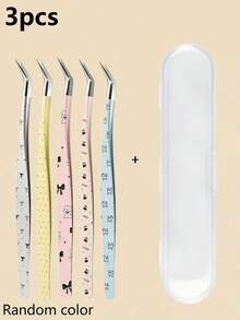 5/3/1pc Cartoon Curved Tweezers, New High Precision Anti-Static Eyelash Curler, Cartoon Eyelash Extension Tweezers, Eyelash Extension Tools, Beginner Tweezers, High Precision Eyelash Extension Auxiliary Clip - Multicolor - View 11