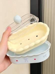 Double Layer Soap Box With Lid, Creative Cute Portable Dust-Proof Lightweight Space-Saving Draining Soap Storage Rack, Bathroom Accessories, Travel Essentials, Desktop Living Room Home Decor, School Dorm Supplies - Soap Box - View 10