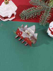 1pc Christmas Tree Shape Hair Claw Clip,Sparkly Glitter Hair Grab With Gingerbread Snowman Pattern,Festive Holiday Hair For Women Xmas Party Gifts - Multicolor - View 8