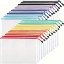 24pcs A5 Random Color Zipper Document Bags With Handles - Durable PVC Organizer For Office, School, - Assorted Vibrant Colors, Perfect For Storage & Travel, Zipper Pouch Bags, School Supplies, Playful - A5 - View 2