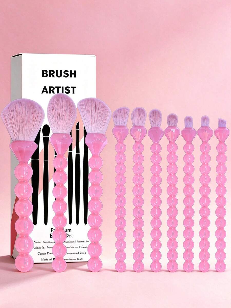 YZIMENG 10pcs Crystal Handle Makeup Brush Set, Soft Synthetic Bristles Powder Blush Eyeshadow Brushes, Soft And Delicate Bristles, Skin-Friendly And Non-Irritating, Moderate Powder Pickup, Natural Blending, Suitable For Makeup Beginners, Highly Attractive INS Style, Professional Full Face And Eye Makeup Tools With Gift Box - Multicolor - View 1