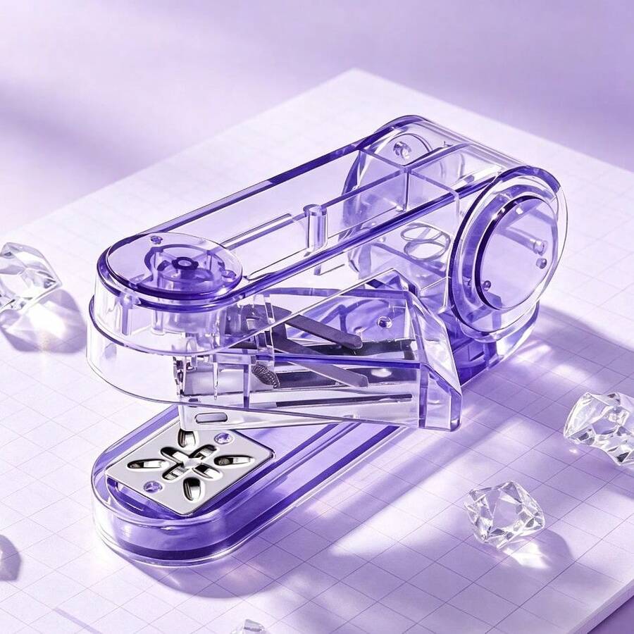 1pc Visible Rotatable Stapler With Scale Ruler, For Students To Sort Wrong‑Answer Notes, Dual‑Use For School Study And Office Work. - Single Piece - View 1