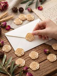 20/50pcs 3D Rose Wax Seal Stickers, Wedding Invitation Envelope Seal Stickers, Self-Adhesive Envelope Seal, Suitable For Weddings, Invitations, Envelopes, Gift Packaging, Christmas And Other Occasions. - 3D Rose Wax Seal - View 9