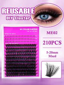 MENGJIESHANGPIN 210pcs Dense False Eyelashes Segmented Curly European American Cat Eye Cartoon Messy Long Lasting 5-20mm ME02 - View 2