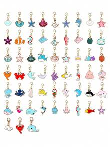 10/20/50pcs Ocean Series Alloy Oil Drop Fish Keychain Pendant DIY Necklace Earring Box Packaging Decorative Charm - Multicolor - View 6