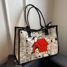 حقيبة قماشية بتصميم كرتوني Snoopy، حقيبة يد بسعة كبيرة، حقيبة كتف جديدة للتنقل، حقيبة متعددة الاستخدامات للعطلات والسفر والاستخدام اليومي والتسوق وتخزين الهاتف والمستحضرات التجميلية، هدية عيد ميلاد للأصدقاء، هدية صداقة للعودة إلى المدرسة، هدية العطلات - 1 - مشاهدة 3