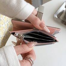 Black Polka Dot Korean Style Premium Luxury Zipper Clasp Bi-Fold Short Wallet - Multicolor - View 4