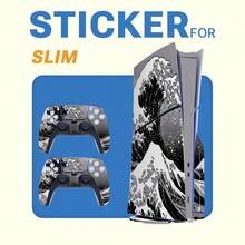 1 Set Stiker Kulit Bermotif Cetak untuk Konsol Game Tipis, Film Pelindung Dekoratif Personalisasi Tahan Air dan Anti Gores untuk Kontroler - View 1