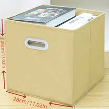 1pc Fabric Cube Storage Basket, Foldable Square Fabric Storage Organizer Box, Hollow Handle, Foldable Storage Box, Suitable For Wardrobe Shelves, Bedroom, Home Storage And Organization - View 8
