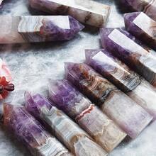 1pc Random Amethyst Lace Agate Crystal Tower - Home Decor, Ideal Choice For Gifts, Crystal Column, Crystal Point - Purple - View 2