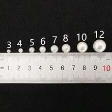 50 Pcs Mix-Matched ABS Faux Pearl Semicircle Beads With Holes, Flat Bottom For DIY - White - View 2