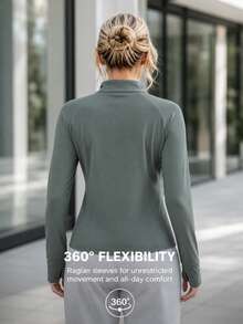 Women's Lightweight Stand Collar Summer Jacket, Breathable Cool-Feeling Sun Protection Outerwear, With Zipper Pockets, Suitable For Outdoor Sports, Beach, Casual - Dark Green - View 5