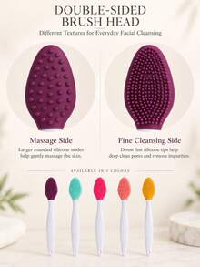 Dual-Sided Silicone Facial Cleansing Brush With Dense Soft Tips And Rounded Massage Nodes, Face Wash Tool For Daily Cleansing, Gentle Exfoliating And Skin Care Routine, Easy-Grip Beauty Accessory For Women' Home, Travel And Multiple Color Options - Multicolor - View 7