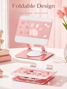 Foldable Adjustable Laptop Stand, Cute Cat Paw Design, Desktop Laptop Base With Ventilation And Heat Dissipation Function, Multi-Angle Support For Tablets And Laptops, Home Office Desktop Accessory - Type a - View 9