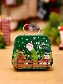 1/2pcs Christmas Tin Candy Boxes, Suitable For Holiday Gifts And Party Favors, Gift Bags, Christmas Decoration - Multiple Styles - View 7