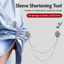 2pcs Camellia Magnetic Chain Clothes Fastener, No Punch Sleeve Shortening Buckle, Pants Leg Anti-Dragging Fixed Clip, Reusable Clothing Decorative Magnet Clips For Shirt Jeans - Multicolor - View 3