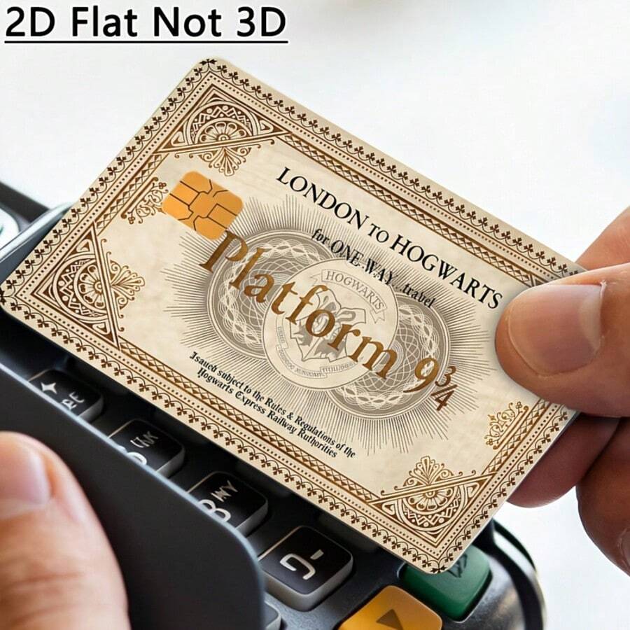 Warner Bros 1Pc Harry Potter Train Ticket Fun Cartoon Sticker Credit Card Sticker Sticker Suitable For Credit Cards, Bank Cards, Bus Cards, Removable Self-Adhesive Paper, Ideal Gift For Friends, Decorative Stickers - Multicolor - View 1
