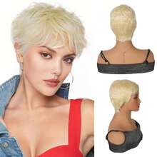Pixie Cut Wigs Synthetic Short Pixie Haircut Wig With Bangs Glueless Layered Wig Wavy Wigs For Women,Natural Daily Use Hair Wig - Multicolor - View 8