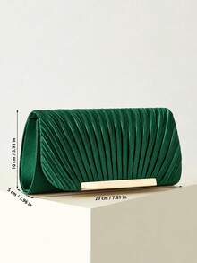 REMANLAND 華麗亮面金屬拼接信封手拿包，精緻磁吸開合，優雅時尚派對包，女士生日派對與婚禮舞會鏈條包 - 墨綠色 - 查看 5