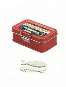 Vintage Sardine Flip One-Sided Mini Buckle Small Iron Box, Jewelry Storage Box Travel Small Jewelry Storage,Birthday Gift For Back To School Season - Multicolor - View 13