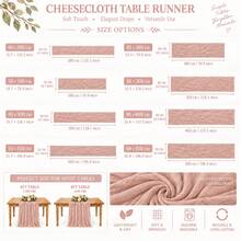 10 Pack Dusty Pink Cheesecloth Table Runner, Boho Rustic Crinkle Gauze Table Runners, Semi Sheer Cheese Cloth Table Decor For Wedding Reception, Bridal Shower, Baby Shower, Birthday Party, Anniversary, Christmas, Farmhouse Dining Table And Home Decor - Grey Pink - View 2
