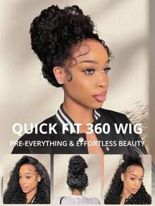 MEGALOOK 360 Full Lace Glueless Deep Wave Wigs 100% Human Hair Invisi Drawstring Natural Black Pull & Go 5x5 Glueless Wig Transparent Lace Pre-Plucked Natural Hairline Beginner Friendly - SNatural - View 11