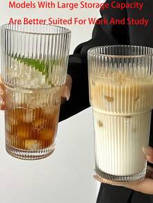 Striped Glass Cup With Straw And Lid Portable Water Cup For Men And Women Reusable Striped Glass Cup For Home Kitchen Indoor Work Class Dorm Outdoor Christmas Halloween Birthday Gift Back To School Beach Essential Accessory Coffee Tea And Juice - Multicolor - View 4