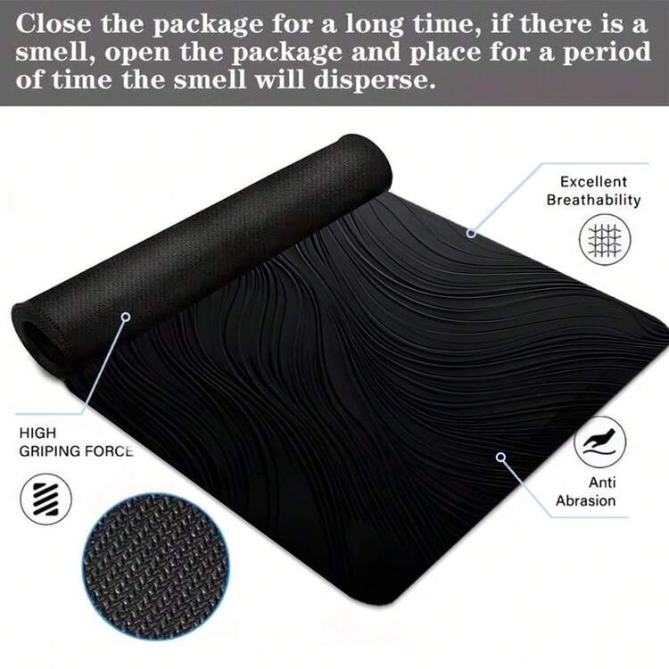 波浪線黑色紋理加大 XL 延伸鼠標墊 辦公桌墊 多色防滑縫邊電腦桌墊 35.4x15.7 英吋 橡膠底 適用筆電鍵盤墊 家用辦公與玩家 耐用防潑濺 - 查看 7