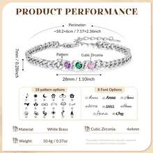 1pc Customized Women's Bracelet, Silver Birthstone Bracelet, Family Birthstone Bracelet, Jewelry Accessory, Bracelet For Mom, Personalized Gift For Mom, Christmas Gift For Mom, Suitable For Daily Wear, Prom, Wedding, Party - Multicolor - View 5