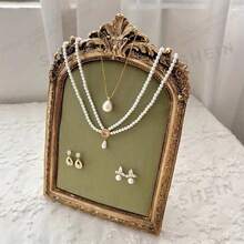 1pc Necklace Jewelry Display Stand - Featuring Gold Pattern Frame And Green Velvet Surface, Jewelry Display Rack, Perfect For Women's Accessory Storage And Organization, Travel Essential, Back To School Gift - Green - View 6