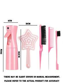 5pcs/4pcs/2pcs Comb Set, Hair Brush Set, 6.8oz/200ml Continuous Fine Mist Spray Bottle, Suitable For Children And Girls Hair, Fun Combs, Rat Tail Comb Edge Comb, Suitable For Children Hairstyle Design And Hair Stylist Use - Multicolor - View 9