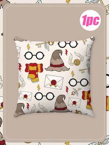 Warner Bros Harry Potter Wizard Themed Throw Pillow Covers, Hogwarts Magic Element Decorative Cushion Cases For Party & Home Decor, Crafted From Premium Soft Polyester Fabric, Features Multiple Classic Wizard Pattern Options Including Sorting Hat, Golden Snitch - Multiple Styles - View 4