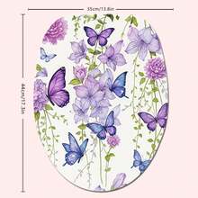 1/4pcs Purple Watercolor Butterfly Print Shower Curtain, Waterproof Polyester Material, Simple Style Home Decor Shower Curtain Set Include Toilet Seat Cover, U-Shaped Mat, Anti-Slip Bath Mat Back To School Bathroom Decor - Multicolor - View 14