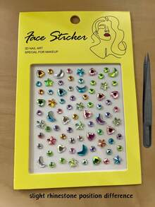 1pc Shiny Colorful Acrylic Gemstone Decor Sticker Set Rabbit Bow Water Drop Heart Rhinestone Stickers 3D Self-Adhesive Decorative Stickers With Tweezers Suitable For Phone Case, Insulated Cup, Earphone Case, Photo Album, Notebook, Gift Box Packaging Creative Diamond Stickers - one-size - View 13