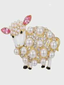 Classic Rhinestone Sheep Brooch, Creative Animal Badge, Jewelry Accessory Decoration - Multicolor - View 7