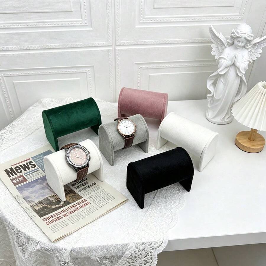 1pc Microfiber Watch Display Stand, Watch Storage Rack, Necklace Bracelet Storage Rack, Bracelet Watch Storage Rack, Display Stand, This Rack Can Be Used As Watch, Necklace, Bracelet And Bangle Storage Rack - Multicolor - View 1