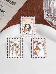 QIHOO 1pc Cute Duck Enamel Brooch Set, Cartoon Goose Lapel Pin, Funny Animal Brooch For Backpack, Clothing, Jewelry Decoration Gift - Multicolor - View 5