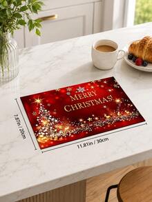 1pc Christmas Text Pattern Diatomaceous Earth Absorbent Drying Mat, Kitchen Countertop Drain Mat, Coffee Machine Mat, Dish Drying Mat, Dining Table Breakfast Mat, Non-Slip Heat Resistant Easy To Clean Hidden Water Stains, Suitable For Kitchen Dining Table Coffee Shop Bar Home Decor Holiday Gift - Multicolor - View 16