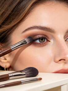 Princess Rose 14pcs Animal Hair Makeup Brush Set Professional Eyeshadow Brushes Makeup Artist Recommended Fluffy Face Brushes Full Set Portable - Brown - View 5